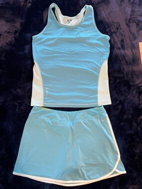 Light Blue Athletic Tank and Skort Set